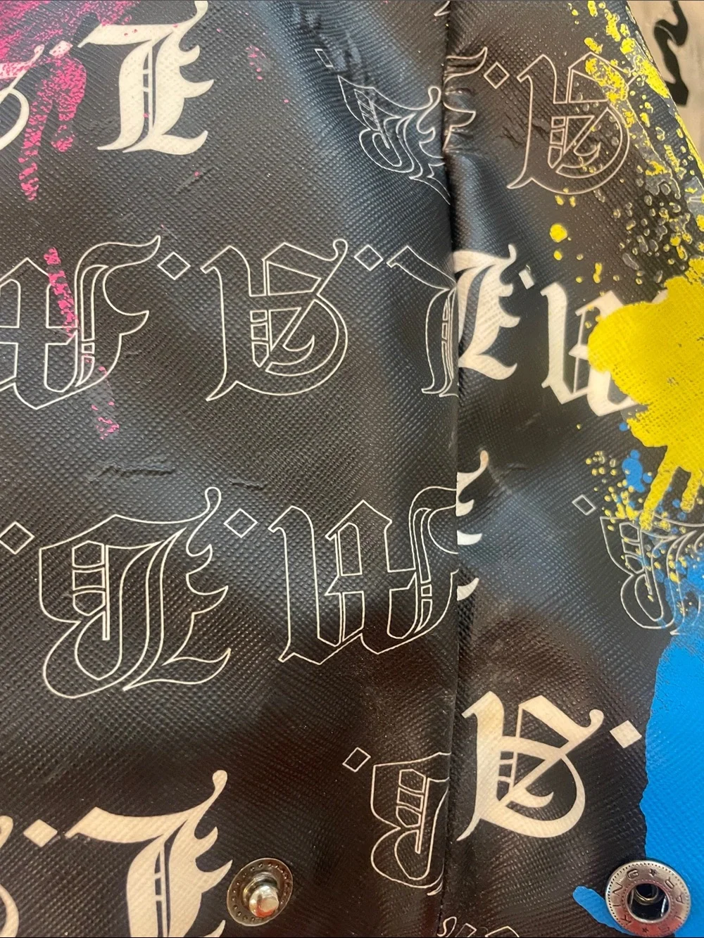 L.A.M.B. Gweb Stephanie Black paint splatter large tote bag
